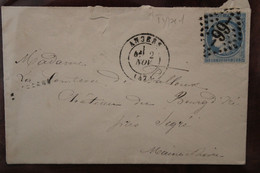 1874 Château De Bourg D'Iré Près De Segré Cérès Timbre Seul Sur Lettre GC 99 Angers Mayet Cover - 1849-1876: Classic Period