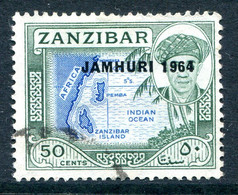 Zanzibar 1964 Jamhuri - Republic - Overprinted - 50c Map Of East African Coast Used (SG 422) - Zanzibar (1963-1968)