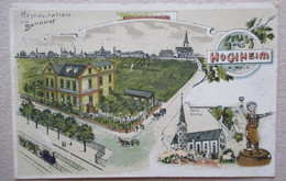 CPA   Gruss Aus HOCHHEIM A. MAIN - Illustrations Restauration Aum Bahnonof - Kath Kirche - 1919 - BE - Hochheim A. Main