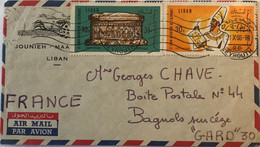 Liban - Beyrouth R.P. - Lettre Avion Entête Jounieh - Maameltein L'Auberge - Pour Bagnols-sur-Cèze (France) - 1966 - Lebanon