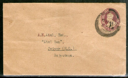 India 1932's KGV 1An O/p On 1An3ps Postal Stationary Envelope Jain-E36 Used # 12529 - Sobres