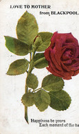LOVE TO MOTHER FROM BLACKPOOL OLD COLOUR POSTCARD ROSE LANCASHIRE - Blackpool