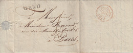 LETTRE. BELGIQUE. 26 SEPT 1828. GAND POUR PARIS. TAXE 6. SIGNATURE M.MARINOT - 1794-1814 (French Period)