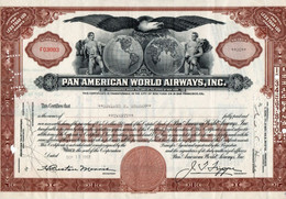 PAN AMERICAN WORLD AIRWAYS , INC.- CERTIFICATE TRANSFERABLE NEW YORK - SAN FRANCISCO -1952 - Aviación