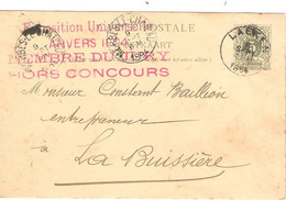 1811PR/ Entier CP 5c Lion Obl. Laeken C. Rouge Exposition Universelle Anvers 1894 Membre Du Jury Hors Concours - 1894 – Anversa (Bélgica)