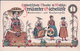 Wohlen AG, Freiämter Volfslieder Und Trachtenfest, Femmes En Costume, Litho (1916) - Wohlen