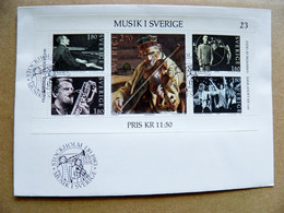 Cover Sweden Special Cancel 1983 Fdc M/s Music Musical Instruments Opera Abba Jazz - Covers & Documents