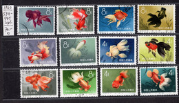 China 1960 Goldfische Mi.Nr. 534-545 Kpl. - Oblitérés