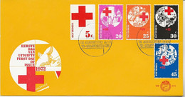 PAYS-BAS -LETTRE FDC AFFRANCHIE SERIE CROIX ROUGE N° 966 A 970 - ANNEE 1972  TTB - Croix-Rouge