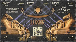 EGYPT, 2021, MNH,LUXOR, SPHINX AVENUE INAUGURATION, ARCHAEOLOGY, 3v - Arqueología