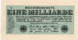 GERMANY-1MILLIARDE MARK 1923 -Wor:P-122/1, Ros:R-119a - RARA  Serie X - AUNC - UNIFACE - 1 Milliarde Mark
