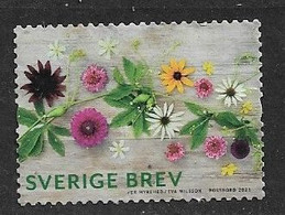 SWEDEN 2021 FLOWERS SA OFF PAPER - Used Stamps