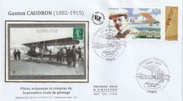 FRANCE 2015_Envel. 1er Jour_Fdc_soie_Gaston Caudron, Poste Aérienne (PA 79) Oblit. PJ Paris 15/06/15. - 2010-2019
