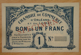 ORLÉANS ( Loiret 45) 1 Franc Chambre De Commerce 1914 SPECIMEN - Chambre De Commerce