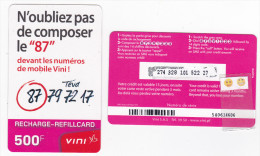VINI - Recharge De 500 FCFP - 87 / Rose / Cartonnée - 03 / 2015 - Luxe - Polynésie Française