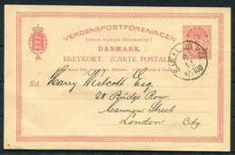 1890 Denmark 10ore Stationey Postcard Railway TPO TOG - Cannon Street, London England - Brieven En Documenten