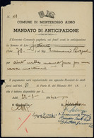 Mandato Di Anticipazione Del Comune Di Monterosso Almo Del 22/03/1944 - Fiscaux