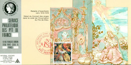 022 Carte Officielle Exposition Internationale Exhibition New York 1985 FDC France Croix Rouge Red Cross Retable Issenhe - Croix-Rouge