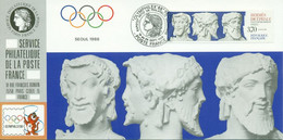 049 Carte Officielle Exposition Internationale Exhibition Seoul 1988 FDC France Olymphilex Jeux Olymiques Olympic Games - Philatelic Exhibitions
