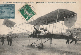 AVIATION NANTES Du 14-21 Aout 1910 MARTINET Pilote Donnant Le Signal Du Départ Biplan FARMAN -TIMBRE VIGNETTE MEETING - Airmen, Fliers