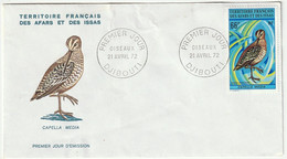 FDC Afars Et Issas 1972 Enveloppe Premier Jour Oiseau  (1) - Brieven En Documenten