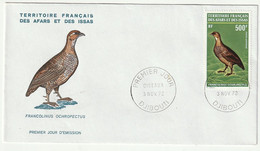 FDC Afars Et Issas 1972 Enveloppe Premier Jour Oiseau (1) - Brieven En Documenten