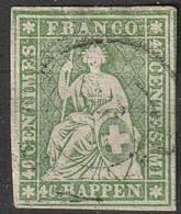 Suisse 1860 N° 16 Helvetia Assise Vert Jaunâtre (H1) - Gebraucht