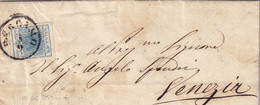 LOMBARDO VENETO 45 Cent. Azzurro I Tipo Da BERGAMO Per Venezia 1.9.1853 - Lombardo-Veneto