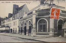 C. P. A. : 75 : PARIS  13 : Gare De La Maison Blanche, "Café Restaurat",  Timbre En 1912 - Paris (13)