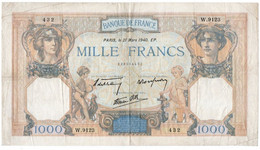 FRANCE 1000 FRANCS 1940 P-90  Circ. - 1 000 F 1927-1940 ''Cérès E Mercure''