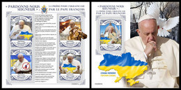 CENTRAL AFRICA 2022 - Pope Francis Praying For Ukraine, M/S + S/S Official Issue [CA220321] - Other