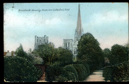 Chichester Broadwalk Showing Cathedral West 1908 Folded Corner Coin Plié - Chichester