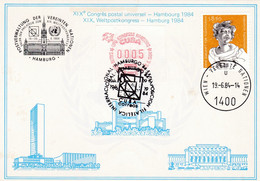 United Nations Vienna - 1984 UPU Congress Postcard With Cuba ATM / Frama Stamp - Briefe U. Dokumente