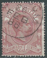 1884-86 REGNO PACCHI POSTALI USATO 50 CENT - RF7-2 - Paketmarken