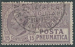 1919-23 REGNO POSTA PNEUMATICA USATO 15 CENT - RF9-7 - Pneumatic Mail