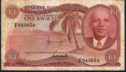 MALAWI P10a 1 KWACHA 1973 #F  Signature 3a FIRST SIGNATURE FINE NO P.h. - Malawi