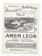 étiquette , AMER LEON ,au Citron ,sans Alcool , Distillerie De MONTMORILLON , Vienne - Autres & Non Classés