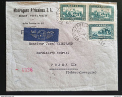 Marokko 1938, Brie MiF PORT-LYAUTEY Nach Prag - Cartas & Documentos