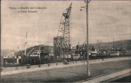 ! Alte Ansichtskarte Vigo, Muelle Del Comercio, Hafen, Harbor, Schiffe, Ships, Kran, Crane - Pontevedra