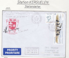 TAAF Kerguelen 2012 Cover Signature Ca Kerguelen 27-3-2012 (KER240) - Covers & Documents