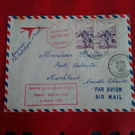 LETTRE PARIS AUCKLAND PREMIER LIAISON AERIENNE DIRECTE 1957 - Covers & Documents