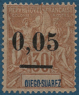 FRANCE Colonies Madagascar N°59*type I 0.05 Sur 30c Sur Timbre De Diego Suarez Frais & TTB Signé CALVES - Neufs