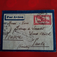 LETTRE HANOI MARSEILLE POUR VIEUX CHATEL TAULE FINISTERE 1935 POSTE AERIENNE - Brieven En Documenten