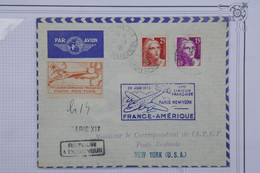 AF12 FRANCE  BELLE LETTRE   1916 1ERE LIAISON PARIS NEW YORK USA +GANDON +VIGNETTE ET GRIFFES ++ +AFFRANCH. PLAISANT - 1960-.... Brieven & Documenten