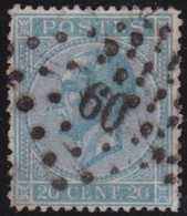 Belgie   .    OBP    .  18     .    14½x14     .   O      .   Gestempeld  .   /   .   Oblitéré - 1865-1866 Profiel Links