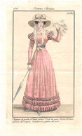 PIE-22-T-DH-608 : GRAVURE. 1823. COSTUME PARISIEN. N°2161. CHAPEAU DE PAILLE ITALIE. CEINTURE GALON DE SOIE - Estampes & Gravures