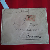 LETTRE CHARGE RECOMMANDE CACHET 114 ET G2 VALEUR DECLAREE POUR BORDEAUX - Cartas & Documentos