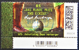 Bund/BRD  März 2022 Sondermarke "125. Geburtstag Sepp Herberger" MiNr3675 Ecke 3, Gestempßelt - Used Stamps