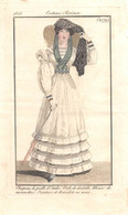 PIE-22-T-DH-640 : GRAVURE.1823. COSTUME PARISIEN. N°2179. CHAPEAU PAILLE ITALIE. DENTELLE  MOUSSELINE. CEINTURE ACIER - Prints & Engravings