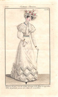 PIE-22-T-DH-651 : GRAVURE.1823. COSTUME PARISIEN. N°2186. CHAPEAU DE GAZE. RUBAN DE SATIN. ROBE PERKALE. MOUSSELINE - Estampes & Gravures